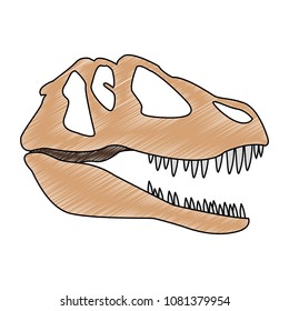 Dinosaur skull isolated scribble