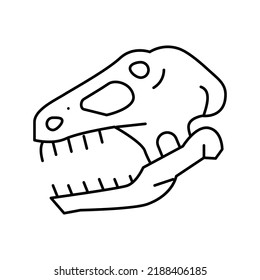 Dinosaurier-Schädel-Symbol, Vektorgrafik. Dinosaurierschädel-Schild. isoliertes Kontursymbol