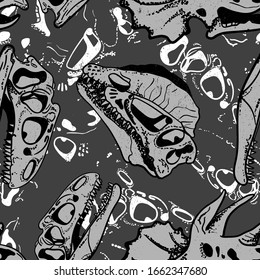 Dinosaur skull pattern. seamless pattern with skeletons for textiles, prints, wrapping paper, clothes and many