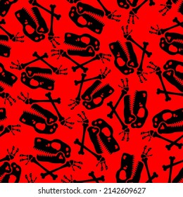 Dinosaur skull pattern seamless. The skull of Tyrannosaurus rex background. t-rex bone texture