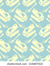 Dinosaur skull pattern seamless. The skull of Tyrannosaurus rex background. t-rex bone texture