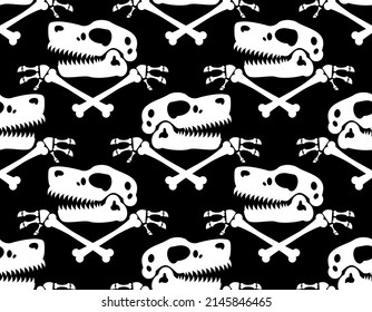 Dinosaur skull pattern seamless. The skull of Tyrannosaurus rex background. t-rex bone texture