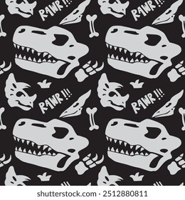 dinosaur skull pattern seamless vector The Concept of Isolated Technology. Flat Cartoon Style Suitable for Landing Web Pages, Banners, Flyers, Stickers, Cards