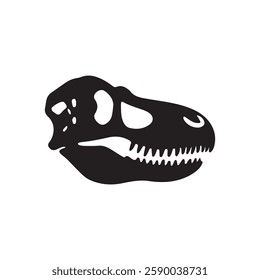 Dinosaur skull silhouette vector flat illustration design on white background.