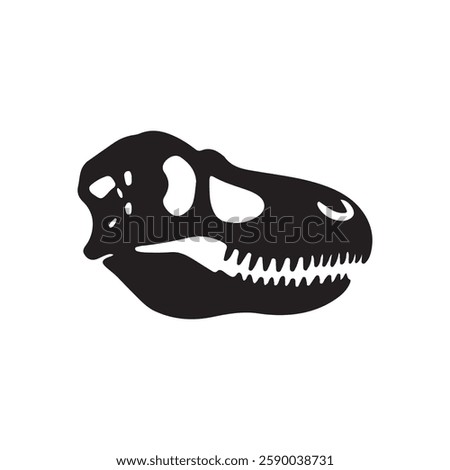 Dinosaur skull silhouette vector flat illustration design on white background.