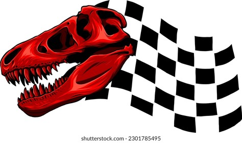 Dinosaurierskull von T-Rex, Vektorgrafik auf weißem Hintergrund.