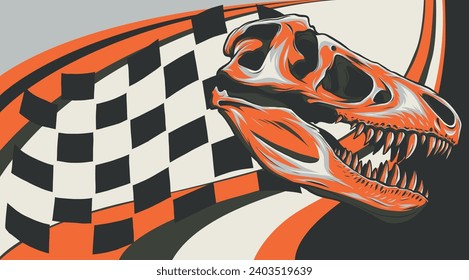 Dinosaur Skull Of T-Rex vector illustration on white background.