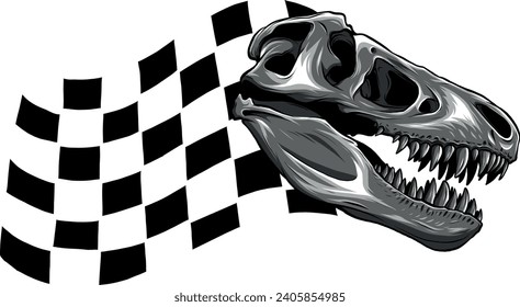 Dinosaur Skull Of T-Rex vector illustration on white background.