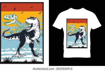 Dinosaur skull t-shirt design.Colorful and fashionable t-shirt design for men and women.