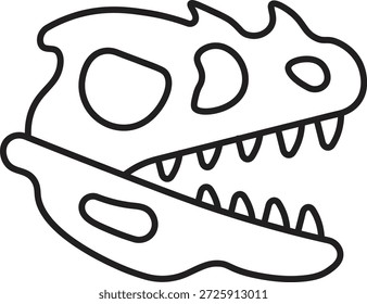 Diseño de íconos de línea de Vector de cráneo de dinosaurio