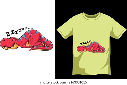 Dinosaur sleep cartoon tshirt design template