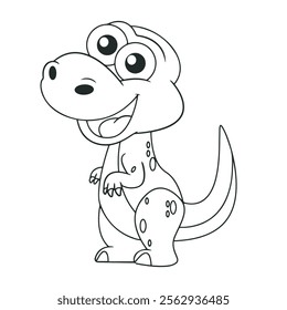 dinosaur smiling. standing. happy. drawing with line art. simple design. vector illustrations