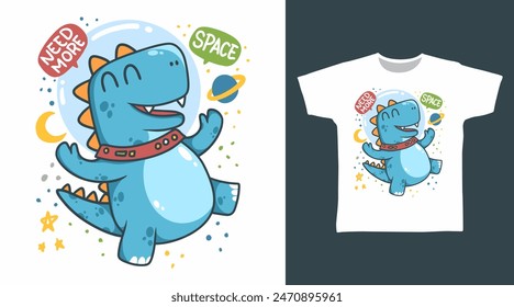 Dinosaur Space Vector Illustration Tshirt Designs