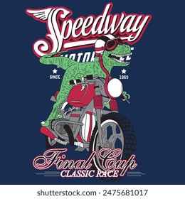 dinosaur speedway vector graphic illustration 