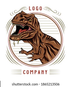 Dinosaur sport mascot logo design illustration. T-Rex Head mascot sports logo with vintage style