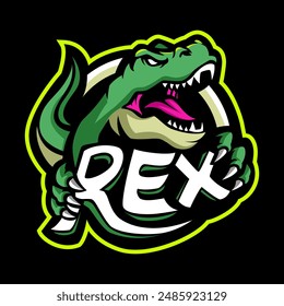 Dinosaur sport mascot logo design illustration. T-Rex Head mascot sports logo