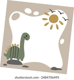 Dinosaur Square Childish Frame Vector Illustration