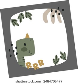 Dinosaur Square Childish Frame Vector Illustration