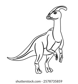 dinosaur standing sketch, outline vector