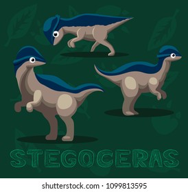 Dinosaur Stegoceras Cartoon Vector Illustration