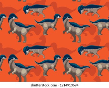 Dinosaur Stegoceras Cute Cartoon Background Seamless Wallpaper