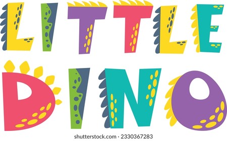 Dinosaur style vector lettering on white background. Hello dino inscription. Print for printing on children's products 