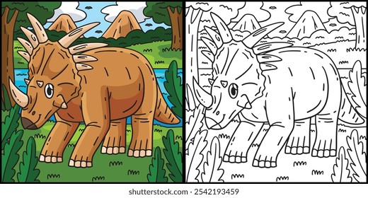 Dinosaur Styracosaurus Coloring Page Illustration