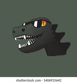 dinosaur in sunglasses with a smile. pop art style vector illustration. print for t-shirt