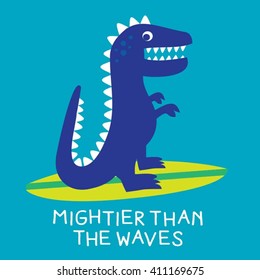 Dinosaur surf typography, t-shirt graphics, vectors, 