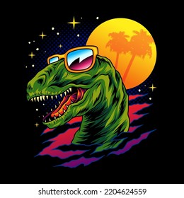 Dinosaur T rex head with retro style 