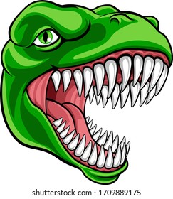 A dinosaur T Rex or raptor cartoon animal mascot 