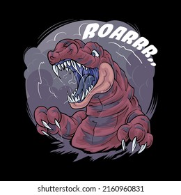 dinosaur t rex roaring Illustration Premium vector