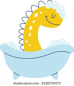 Dinosaur Taking Bath Vector Illustration