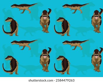 Dinosaur Tarbosaurus Cute Cartoon Character Seamless Wallpaper Background