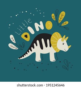Dinosaur - template for print, poster, banner.  Vector illustration with little dino.