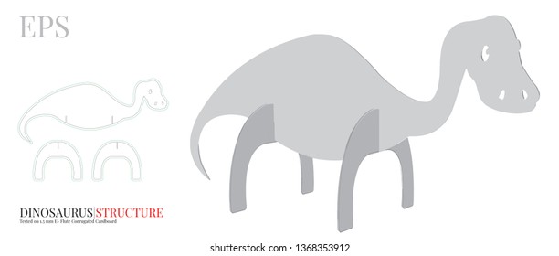 Dinosaur Template, vector with die cut / laser cut layers. Dino Illustration, Jurassic symbol
