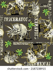 Dinosaur with texts seamless repeat print