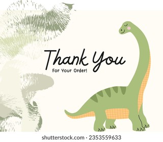 dinosaur thank you card. card birthday.