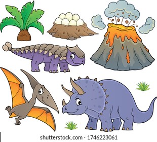 El tema de los dinosaurios estableció 9 - la ilustración vectorial eps10.