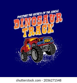Dinosaur track ,vector car illustration -  for t shirt printing, tee graphic design. 