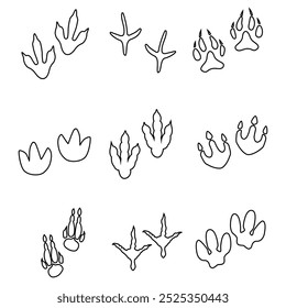 Dinosaur Track vector icon set. Dinosaur Footprints illustration sign collection. trace symbol or logo.
