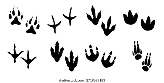 dinosaur track vetor icon set dinosaur footprints 
