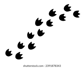 Dinosaur tracks. Dragon tracks symbol of the new year. Black silhouette.