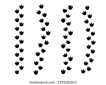 Dinosaur tracks. Dragon tracks symbol of the new year. Black silhouette.