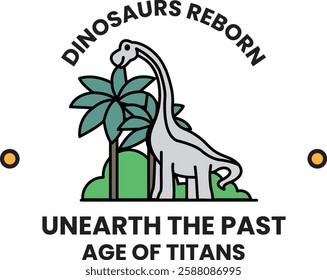 A dinosaur with a tree and a dinosaur in the style of sign illustrations