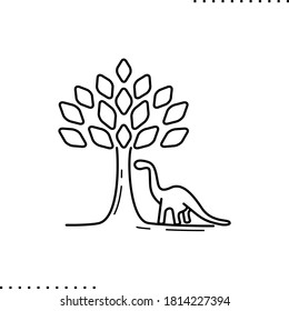 dinosaur and tree vector icon in outlines