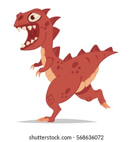 Dinosaur T-Rex cartoon vector illustration isolated on white background.