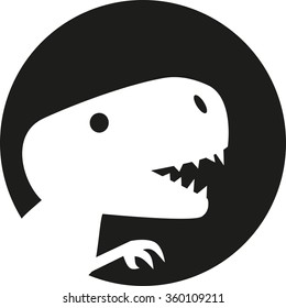 Dinosaur t-rex head in front of moon