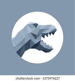 Dinosaur T-REX LOGO vector illustration of a predator animal low poly