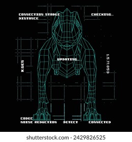 dinosaur T-rex low poly wireframe polygonal